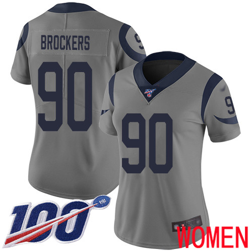 Los Angeles Rams Limited Gray Women Michael Brockers Jersey NFL Football #90 100th Season Inverted Legend->youth nfl jersey->Youth Jersey